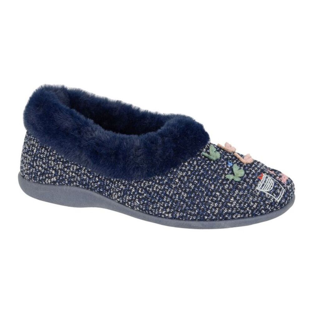 Sleepers Womens/Ladies Tessa Butterflies Slippers / Navy